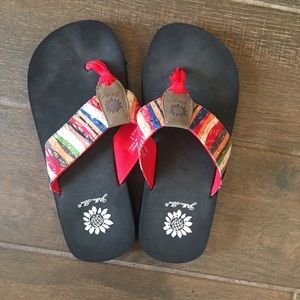 Yellow Box flip flops